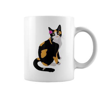 Calico Cat With Pink Flower Calico Mom Cat Lover Coffee Mug | Mazezy