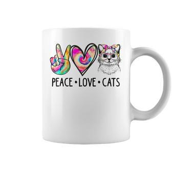 Cat Rescue Adopt A Cat Cat Mom Tie Dye Peace Love Cat Coffee Mug | Mazezy
