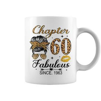 Chapter 60 Fabulous Since 1963 60Th Birthday Messy Bun Coffee Mug - Seseable