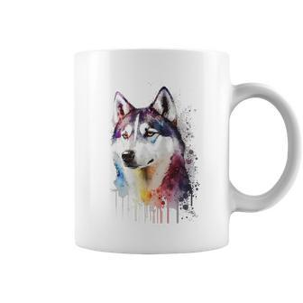 Colorful Siberian Husky Dog Lover Dad Mom Boy Girl Funny Coffee Mug | Mazezy