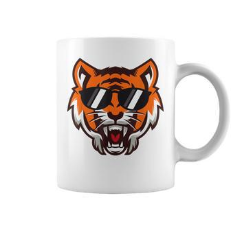Cool Growling Mouth Open Bengal Tiger With Sunglasses Coffee Mug | Mazezy