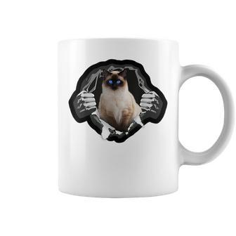 Cool Siamese Cat Torn Cloth For Cats Mom Cats Dad Coffee Mug