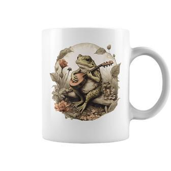 Cottagecore Aesthetic Frog Playing Banjo Instrument Vintage Coffee Mug | Mazezy