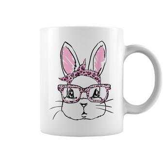 Cute Bunny Face Leopard Glasses Headband Happy Easter Day Coffee Mug | Mazezy