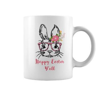 Cute Bunny Face With Glasses Leopard Print Happy Easter Coffee Mug | Mazezy
