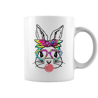 Cute Bunny With Bandana Heart Glasses Bubblegum Easter Day Coffee Mug | Mazezy
