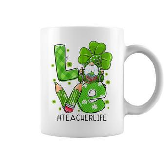 Cute Irish Gnome Love Teacher Shamrock St Patricks Day Coffee Mug - Seseable