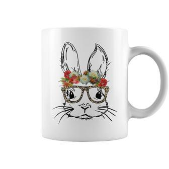 Cute Mom N Girls Easter Bunny With Glasses Leopard Print  Gift For Womens Coffee Mug