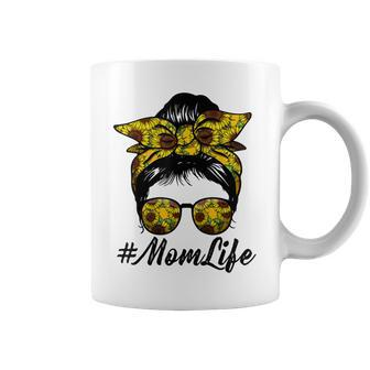 Cute Mom Women Life Sunflower Messy Bun Mothers Day  Coffee Mug
