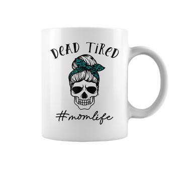 Dead Tired Mom Life Leopard Skull Sunglasses Mothers Day Coffee Mug | Mazezy AU