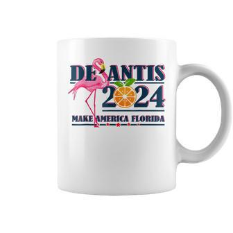 Desantis 2024 Make America Florida Flamingo And Orange Funny Coffee Mug - Thegiftio UK
