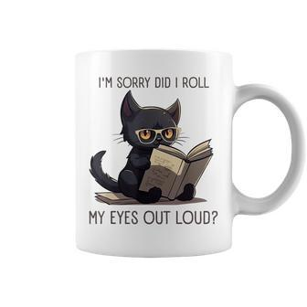Did I Roll My Eyes Out Loud Funny Kitty Reading Book Coffee Mug - Thegiftio UK