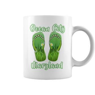 Distressed Ocean City Maryland Daisy Flip Flops Coffee Mug