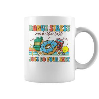 Donut Stress Just Do Your Best Testing Day Funny Teacher Coffee Mug | Mazezy