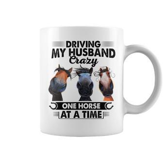 Driving My Husband Crazy One Horse At A Time Funny Horse Coffee Mug | Mazezy