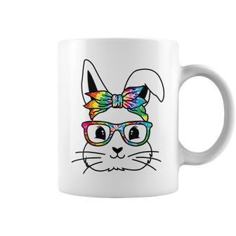 Easter Day Cute Bunny Rabbit Face Tie Dye Glasses Girl Coffee Mug | Mazezy