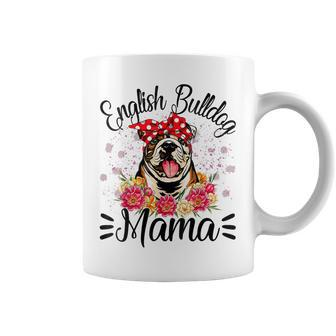 English Bulldog Mama Florals Cute Dog Mom Mothers Day Coffee Mug | Mazezy