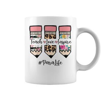Floral Leopard Teach Love Inspire Para Life Para Teacher Coffee Mug | Mazezy