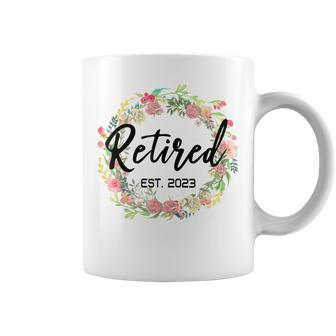 Floral Retired Est 2023 Womens Retirement Coffee Mug - Seseable