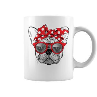 French Bulldog Dog Mom Bandana Sunglasses Mothers Day Coffee Mug | Mazezy