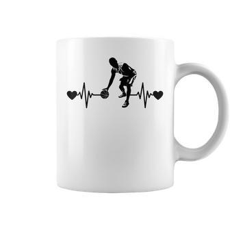 Funny Basketball Lover Men Women Heartbeat Design Basketball Coffee Mug | Mazezy