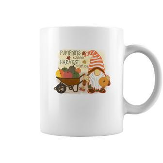 Funny Fall Gnomes Pumpkin Kisses And Harvest Wishes Coffee Mug - Thegiftio UK