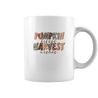 Funny Fall Pumpkin Kisses And Harvest Wishes Coffee Mug - Thegiftio UK