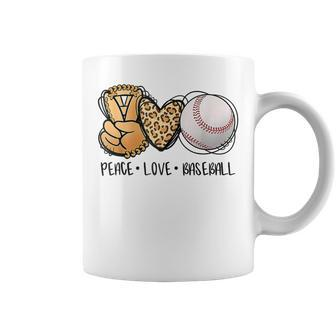 Funny Peace Love Baseball Mom Leopard Print Cheetah Pattern Gift For Womens Coffee Mug | Mazezy