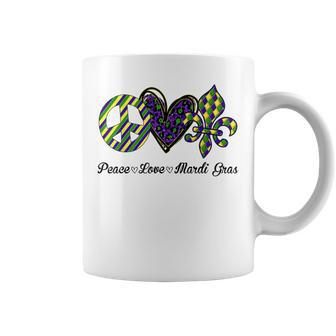 Funny Peace Love Mardi Gras Fleur De Lys Fat Tuesday Parade V2 Coffee Mug - Seseable