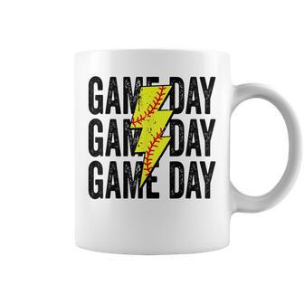 Gameday Softball Gameday Lightning Bolt Leopard Softball Mom Coffee Mug | Mazezy