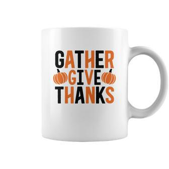 Gather Give Thanks Pumpkin Fall Thanksgiving Men Women T-Shirt Graphic Print Casual Unisex Tee Coffee Mug - Thegiftio UK