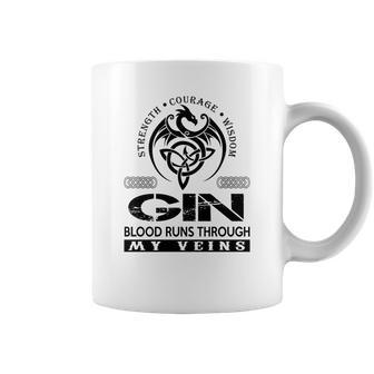 Gin Blood Runs Through My Veins Coffee Mug - Seseable