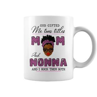 God Gifted Me Two Titles Mom Nonna Leopard Pink Gift For Womens Coffee Mug | Mazezy UK