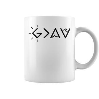 God Is Greater Than High And Lows Christian Jesus Cross Lion Coffee Mug | Mazezy