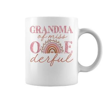 Grandma Of Little Miss Onederful 1St Bday Boho Rainbow Coffee Mug | Mazezy