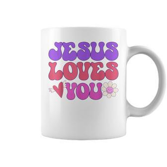 Groovy Christian Jesus Loves You 70S Hippie Coffee Mug | Mazezy AU