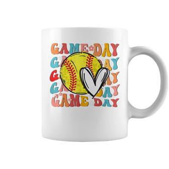 Groovy Softball Game Day Team Sports Softball Mom Game Day Coffee Mug | Mazezy