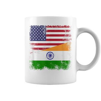Half Indian Flag | Vintage India Usa Gift Coffee Mug - Seseable