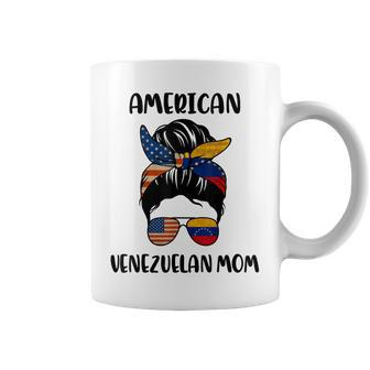 Half Venezuelan American Mom Messy Bun Flag Mothers Day Coffee Mug | Mazezy