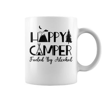Happy Camper Fueled By Alcohol Camping Drinking Party Coffee Mug | Mazezy
