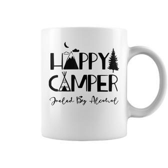 Happy Camper Fueled By Alcohol Funny Drinking Party Camping Coffee Mug | Mazezy