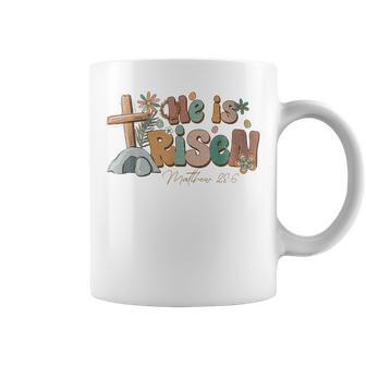 He Is Risen Bible Verse Matthew 286 Cross Christian Easter Coffee Mug | Mazezy UK