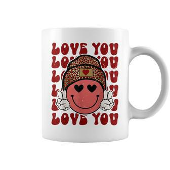 Hippie Smiling Face Wearing Beanie Hat Love You Valentine Coffee Mug - Seseable