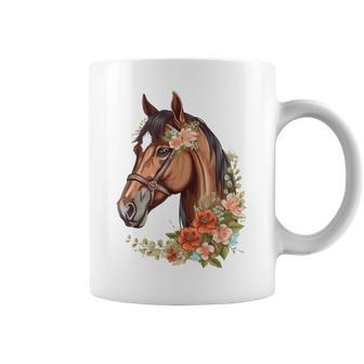 Horse Floral Riding Horse Horseback Flower Horse For Women Coffee Mug | Mazezy