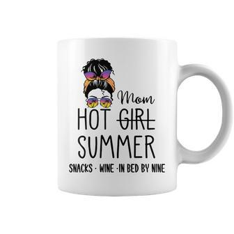 Hot Girl Mom Summer Snack Wine In Bed By Nine Quote Women Coffee Mug | Mazezy