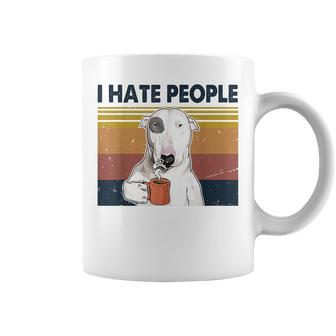 I Hate People Bull Terrier Hate Retro Vintage Coffee Mug - Seseable