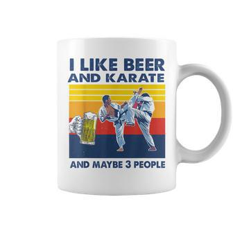 I Like Beer And Karate And Maybe 3 People Vintage Gift Coffee Mug - Seseable