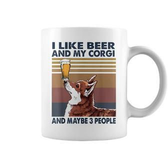 I Like Beer And My Corgi And Maybe 3 People Vintage Coffee Mug - Seseable