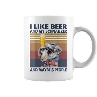 I Like Beer And My Schnauzer And Maybe 3 People Retro Style Coffee Mug - Seseable