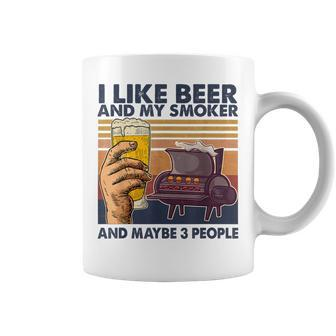 I Like Beer And My Smoker And Maybe 3 People Vintage Coffee Mug | Mazezy